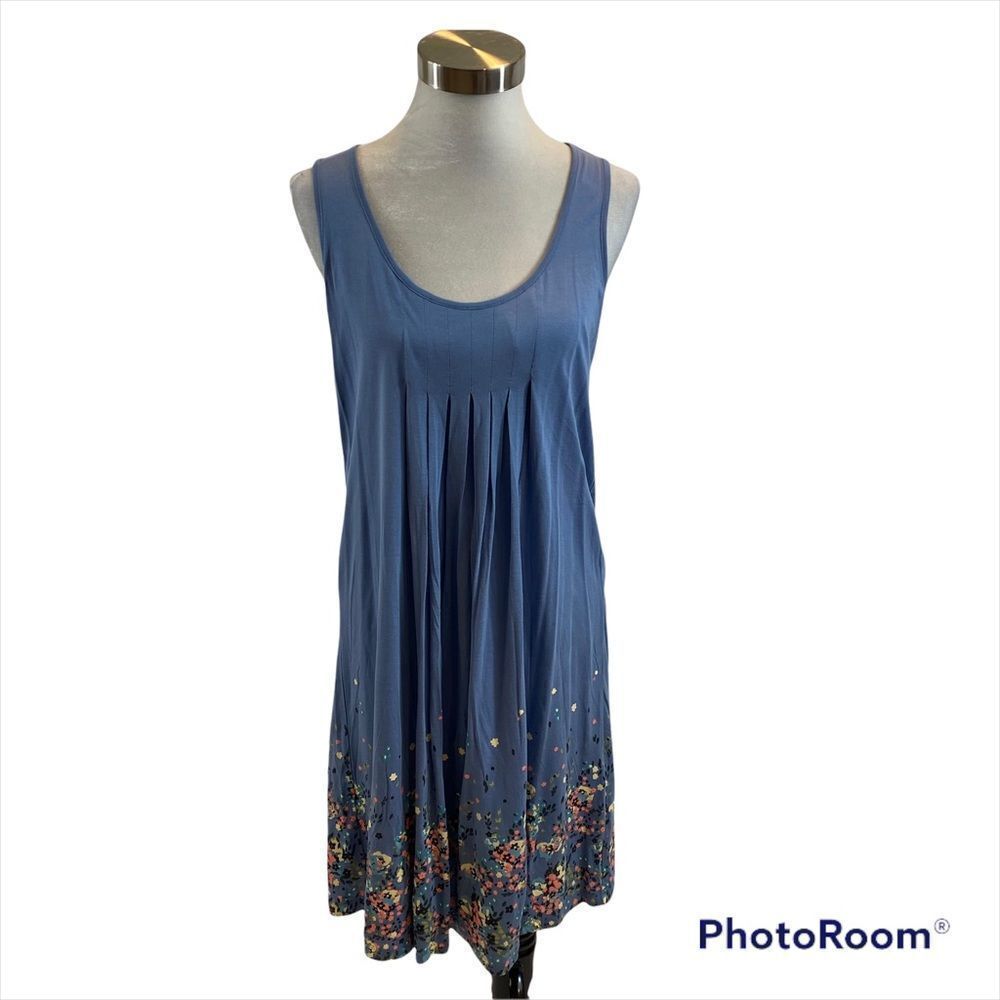 BeachTime Sleeveless Blue‎ Floral Print Bathing Suit Cover Up Size 10